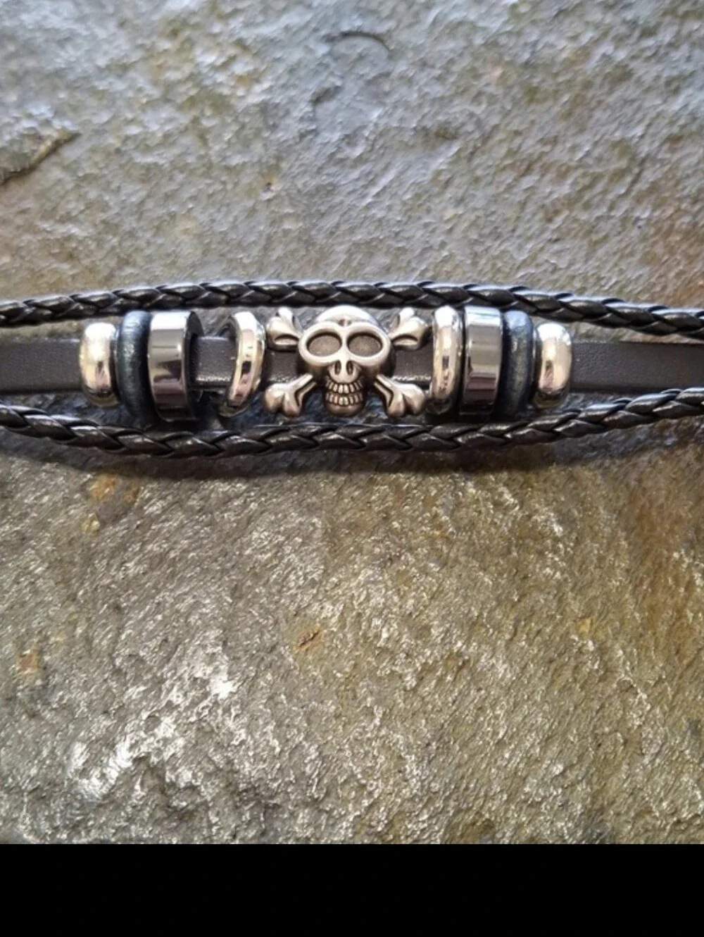 Black Leather Independent Cross with Metal Beads